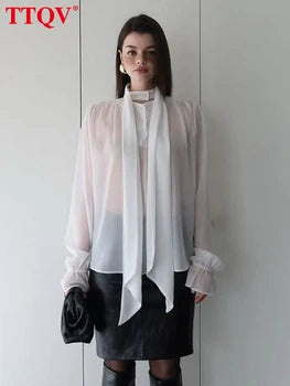 Véloria™ | Blouse Coupe Fluide Blanc – Allure Parisienne
