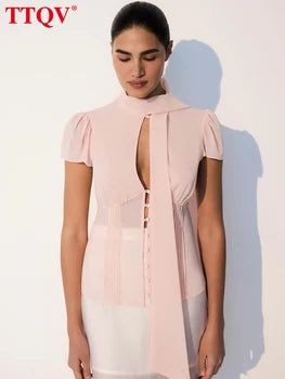 Véloria™ | Blouse Été Élégant Rose – Allure Parisienne
