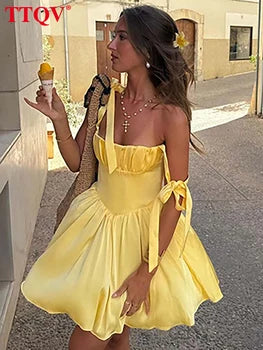 Véloria™ | Robe Casual Chic Jaune – Sélection Véloria