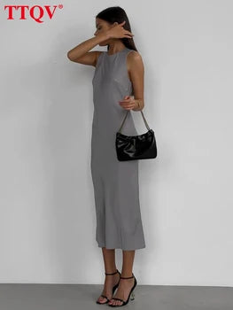Véloria™ | Robe Casual Chic Gris – Sélection Véloria