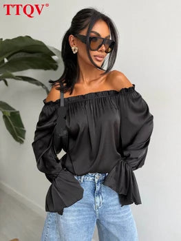 Véloria™ | Blouse Féminine Noir – Édition Élégance