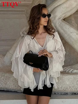 Véloria™ | Blouse Féminine Blanc – Chic & Confort