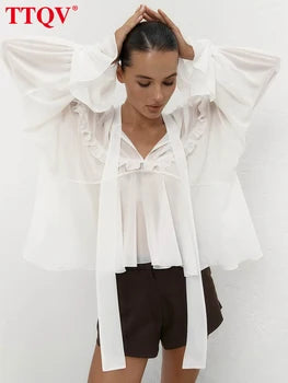 Véloria™ | Blouse Casual Chic Blanc – Sélection Véloria
